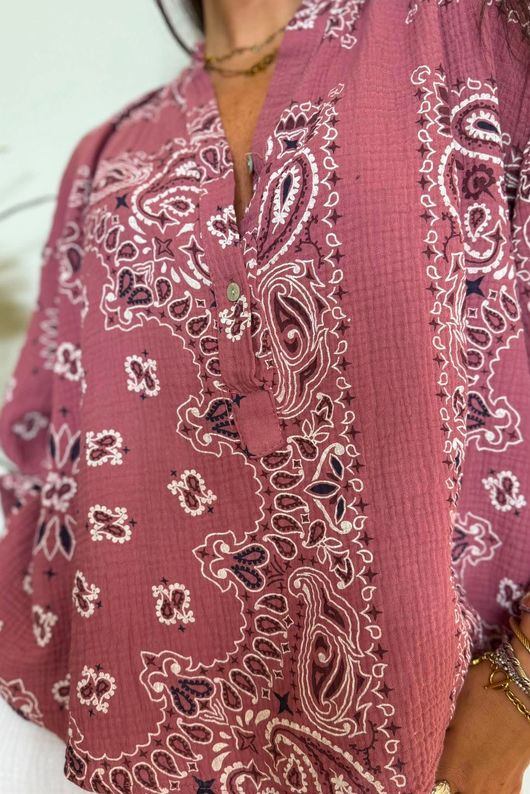 Ole Bubble Cotton Bandana Shorts Indian Pink
